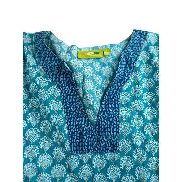 Rock Flower Paper Women's Teal Beach Dress Size S Swimsuit Cover Up 100% Cotton - Picture 2 of 8